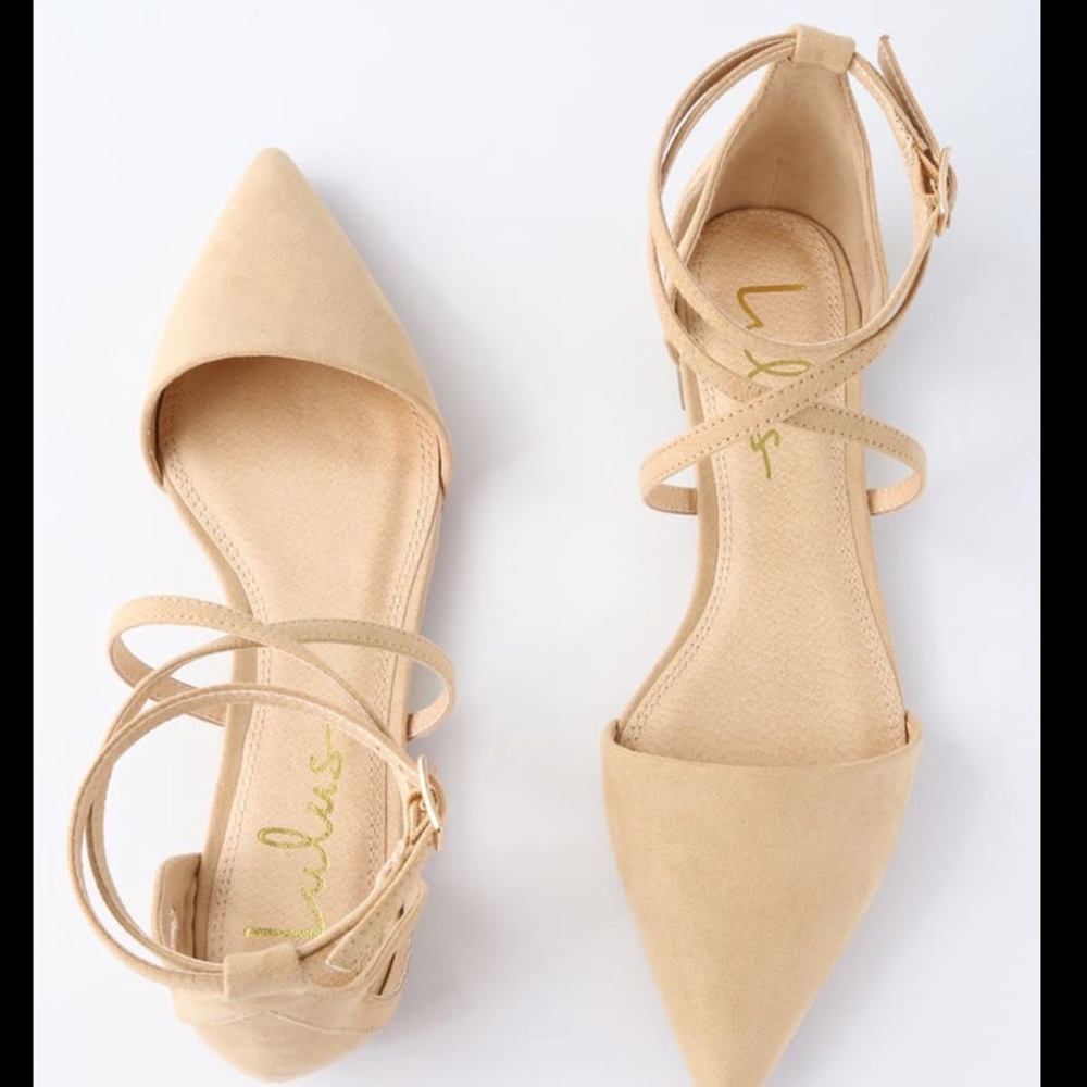 Lulus Rayna Natural Suede Pointed Flats